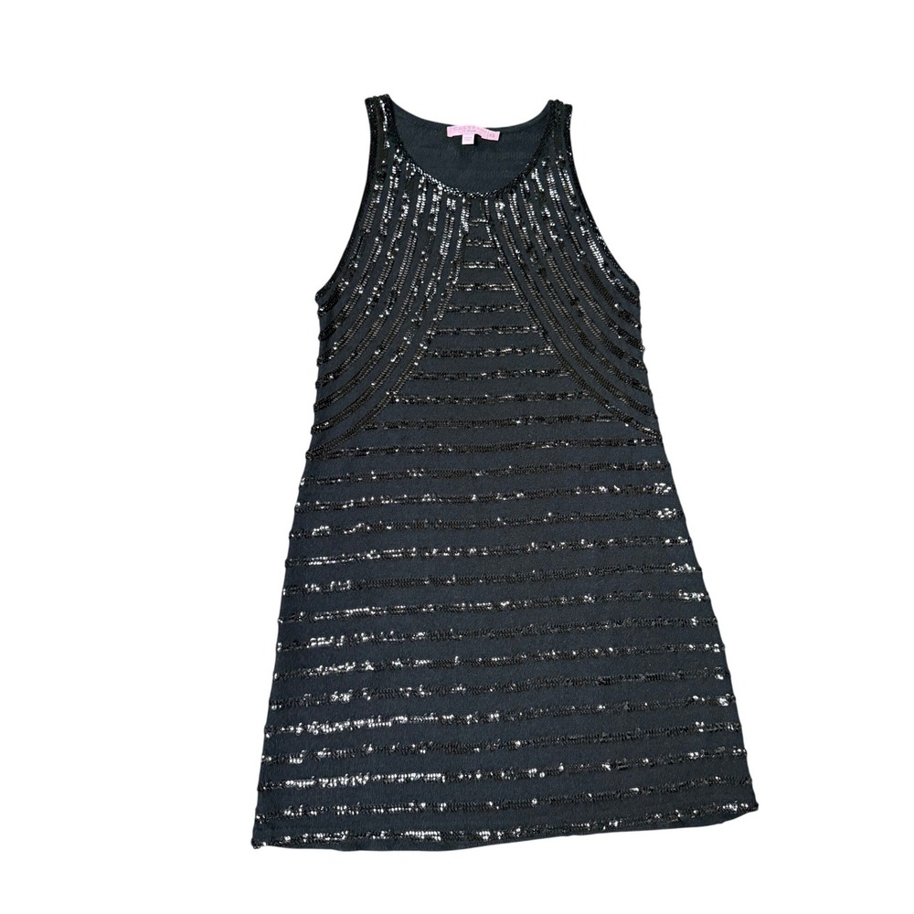 Calypso St. Barth Sequin Wool Blend Knit Mini Dress Black XS Glam Party